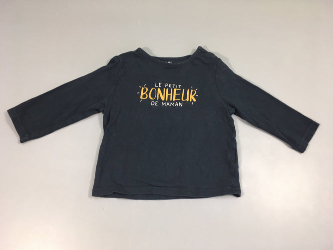 T-shirt m.l bleu foncé Bonheur, moins cher chez Petit Kiwi