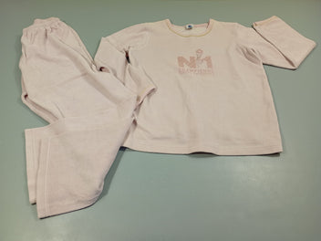 Pyjama 2 pcs bi matière, velours/ éponge rose clair