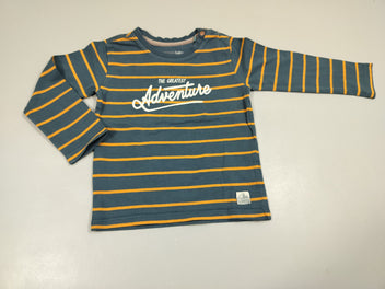 T-shirt m.l bleu rayé orange