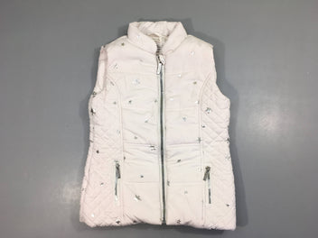 Bodywarmer blanc étoiles argentées-Auréole et tache gris long tirette
