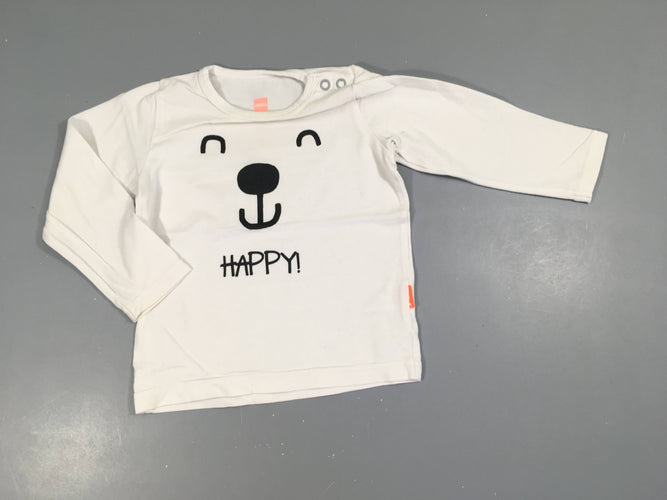 T-shirt m.l blanc ours, moins cher chez Petit Kiwi