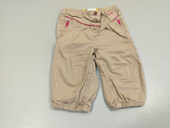 Pantalon brun clair taille et chevilles élastiques 100% coton