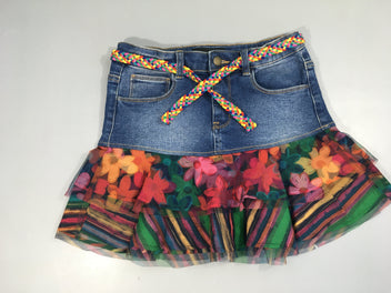 Jupe en jean/voile coloré + Ceinture tressées multicolore