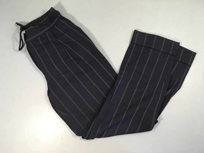 Pantalon bleu marine ligné fin gris, moins cher chez Petit Kiwi