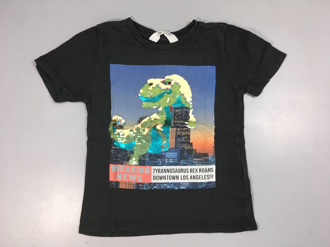 T-shirt m.c noir Dino sequins, moins cher chez Petit Kiwi