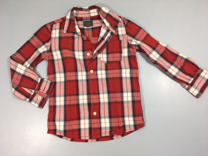 Chemise m.l à carreaux rouge-blanc, moins cher chez Petit Kiwi