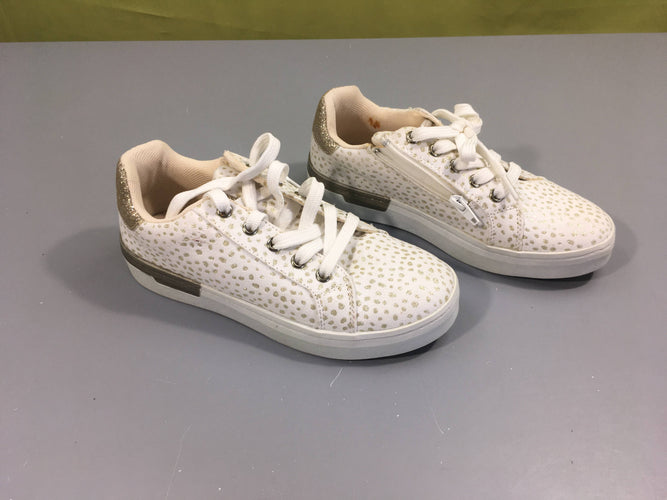 Baskets blanches pois dorés, moins cher chez Petit Kiwi