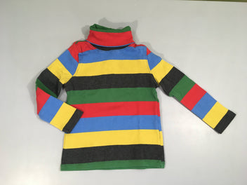 T-shirt col roulé rayé multicolore