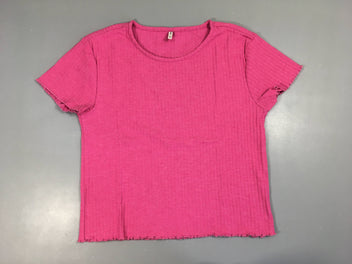 T-shirt m.c côtes rose chiné, légèrement bouloché