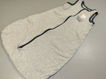 Sac de couchage s.m gris flammé, bords bleu marine , petit singe.