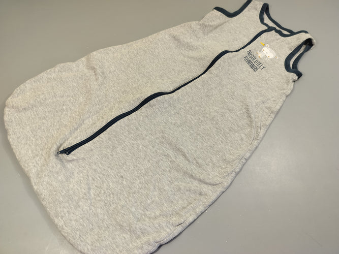 Sac de couchage s.m gris flammé, bords bleu marine , petit singe., moins cher chez Petit Kiwi