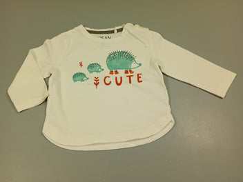 T-shirt m.l blanc, famille hérissons