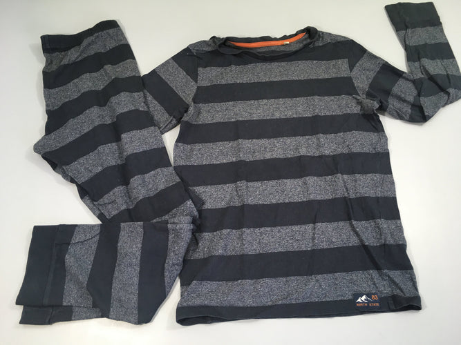 Pyjama 2pcs jersey bleu rayé chiné, moins cher chez Petit Kiwi