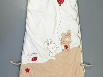 Sac de couchage ouatiné s.m velours blanc/beige lapins, 110cm