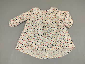 Robe ml blanche texturée motifs colorés(étoiles dorées, coeurs roses,...)