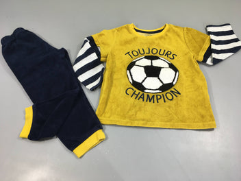 Pyjama 2pcs velours jaune/bleu marine ballon