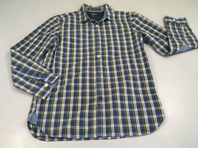 Chemise m.l à carreaux bleu-jaun-blanc, moins cher chez Petit Kiwi