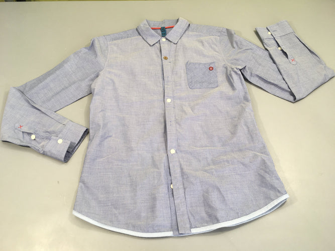 Chemise m.l bleue ligné fin blanc, moins cher chez Petit Kiwi