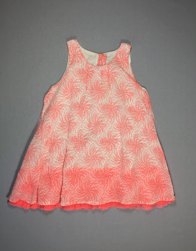 Robe s.m motifs roses/orange - doublée coton et voile dans le bas, moins cher chez Petit Kiwi