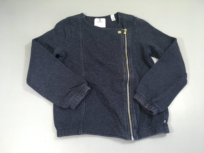 Sweat zippé bleu irisé, bouloché, moins cher chez Petit Kiwi