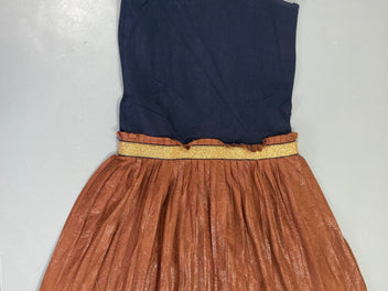 Robe bi-matière s.m jersey bleu foncé bas suède brun