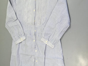 Robe m.l blanche lignée bleu