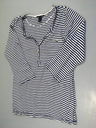 Tunique ml jersey blanc rayé bleu, moins cher chez Petit Kiwi