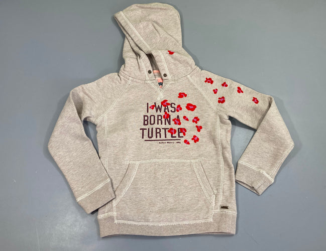 Sweat beige born a turtle à capuche, légèrement bouloché, moins cher chez Petit Kiwi