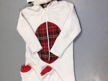 Combinaison à capuche velours blanc à carreaux rouge chien