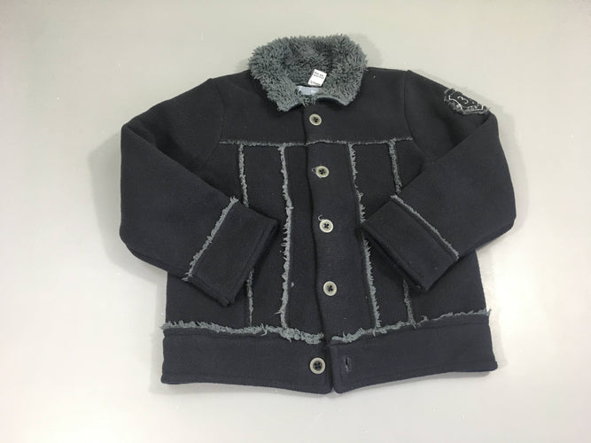 Veste polar bleu marine effet peau retournée, moins cher chez Petit Kiwi