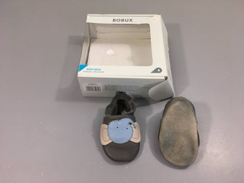Chaussons cuir gris bleu éléphant S 3-9m