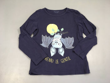 T-shirt m.l bleu foncé chauve-souris, légèrement bouloché