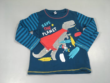 T-shirt m.l bleu Dragon texturé