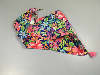 Foulard triangulaire bleu fleuri
