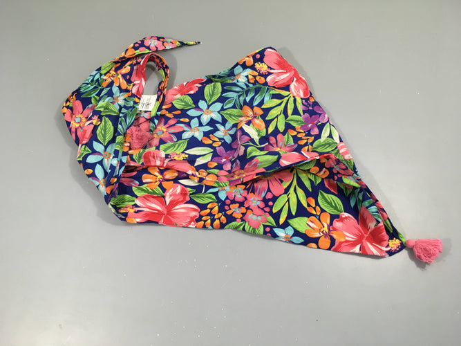 Foulard triangulaire bleu fleuri, moins cher chez Petit Kiwi