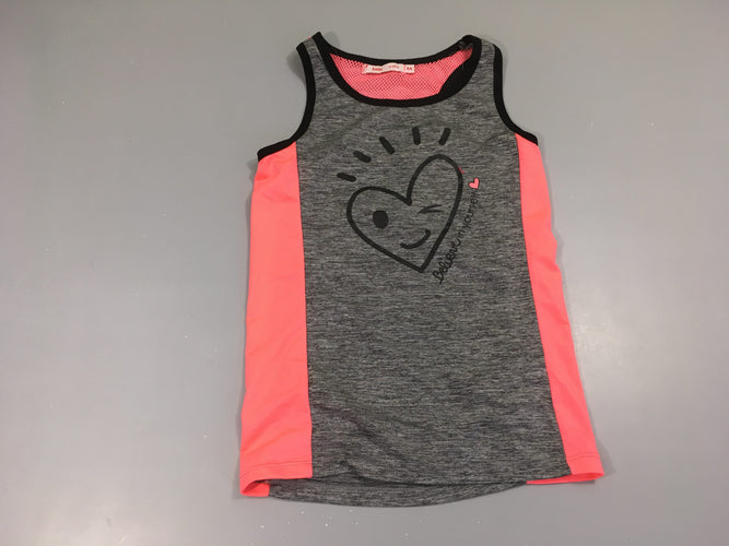 Débardeur de sport gris rose coeur, moins cher chez Petit Kiwi