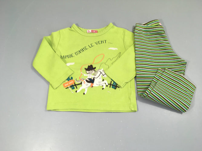 Pyjama 2pcs jersey bert/rayé bleu Cowboy, moins cher chez Petit Kiwi