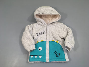 Gilet épais gris chiné roar doublé velours à capuche, boloché