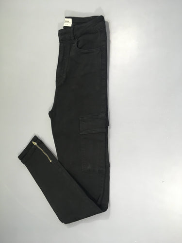 Pantalon noir skinny zippé bas 36, moins cher chez Petit Kiwi