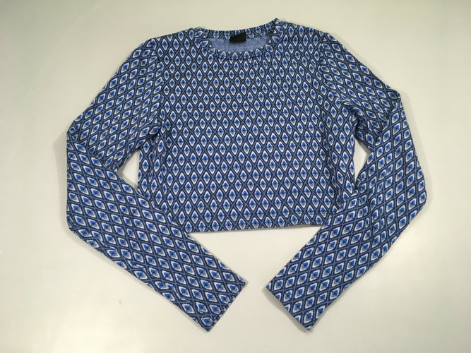T-shirt m.l épais bleu motifs losanges, moins cher chez Petit Kiwi