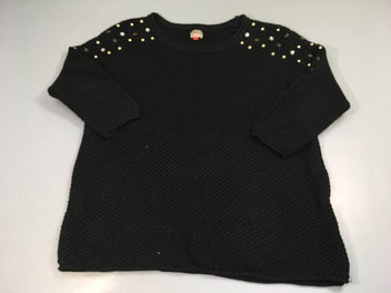 Pull mailles noir strass haut
