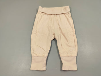 Pantalon rose clair style sarouel taille et chevilles élastiques 97% coton 3% élasthanne