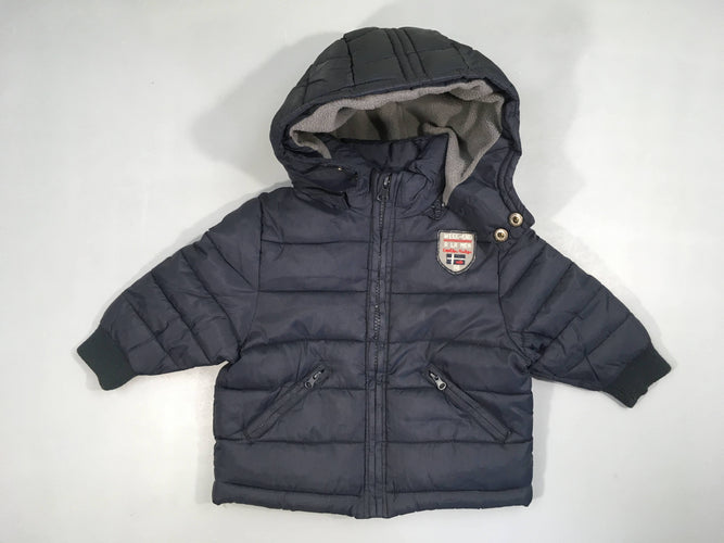 Veste à capuche bleu foncé doublée polar Week-end à la mer, moins cher chez Petit Kiwi