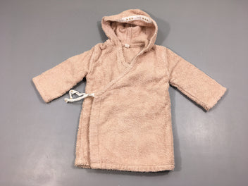 Peignoir éponge rose à capuche