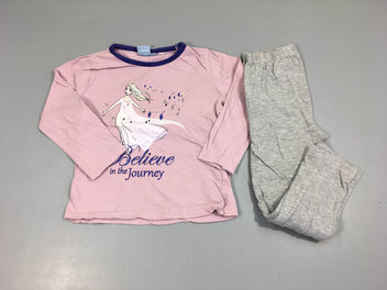 Pyjama 2pcs jersey mauve Reine des neiges, légèrement bouloché
