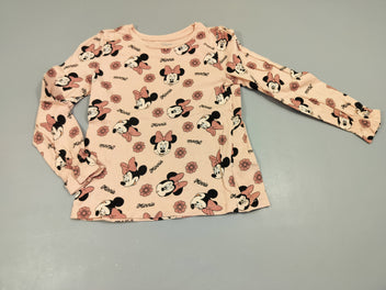 T-shirt m.l rose clair, têtes de Minnie, élastiques au poignet 100% coton