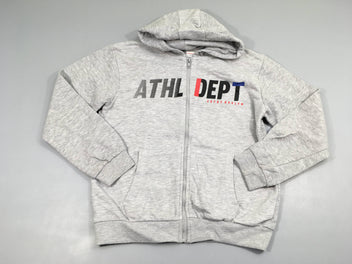 Sweat zippé à capuche gris tirettes noires Bouloché