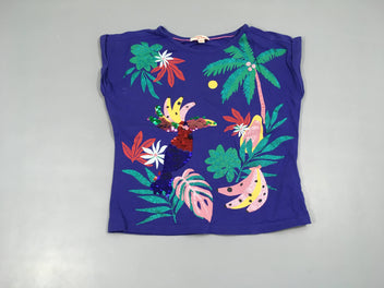 T-shirt m.c violet perroquet sequins réversibles