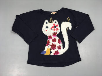 T-shirt m.l bleu marine chat relief sequins