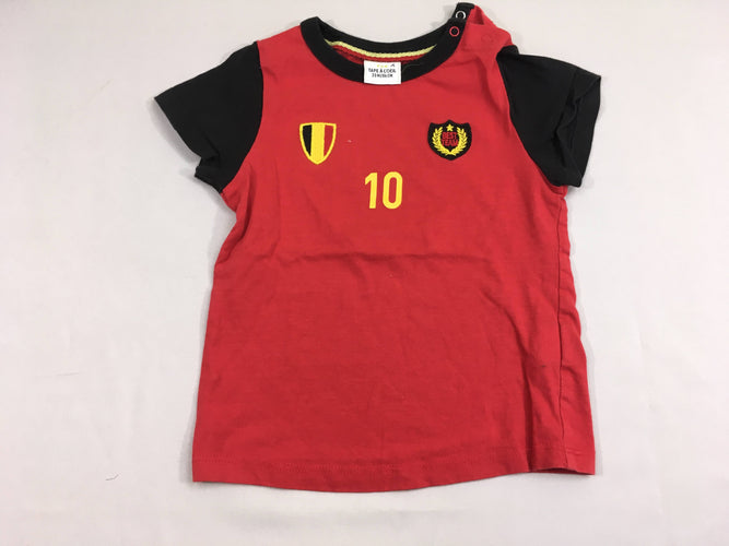 T-shirt m.c rouge/noir 10 écussons, moins cher chez Petit Kiwi